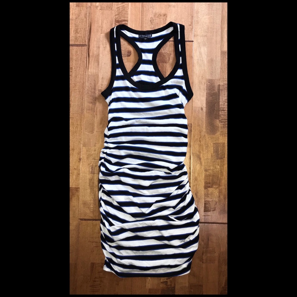 Express Striped Dress. Black-white-blue. XS
